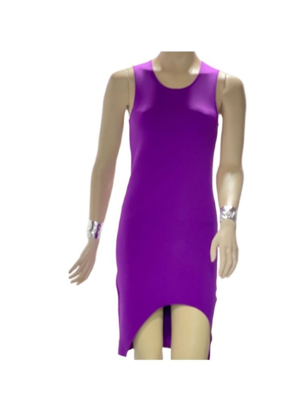 Helmut Lang Purple Sleeveless Sheath Dress Asymmetrical Hem XS Made In USA